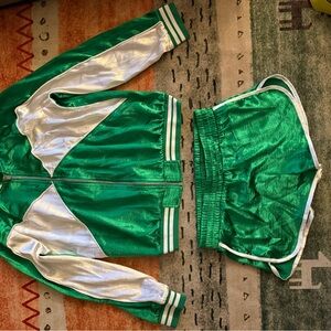 Signature Shimmering Green and Silver Track Suit/ Dance Costume
